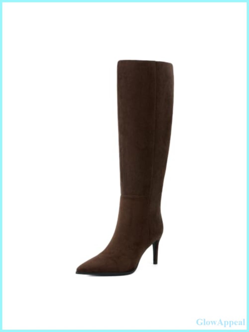 Pointed Toe Knee High Stiletto Heel Faux Suede Boots Side Zip